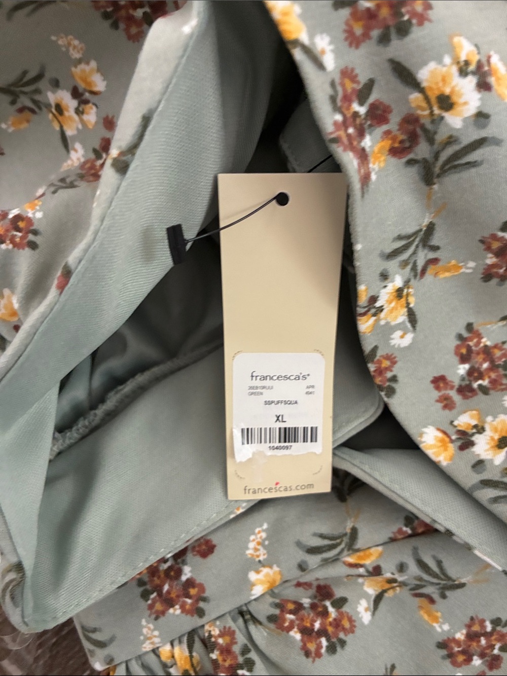 NWT Cottagecore Ditsy Floral Mini Dress - Sage Green & Yellow xl - Picture 2 of 7